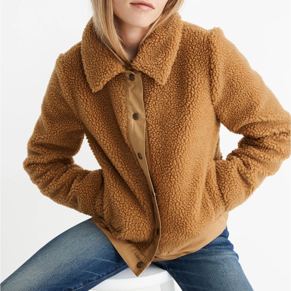 Madewell Sherpa Portland Jacket Distant Sand Melange